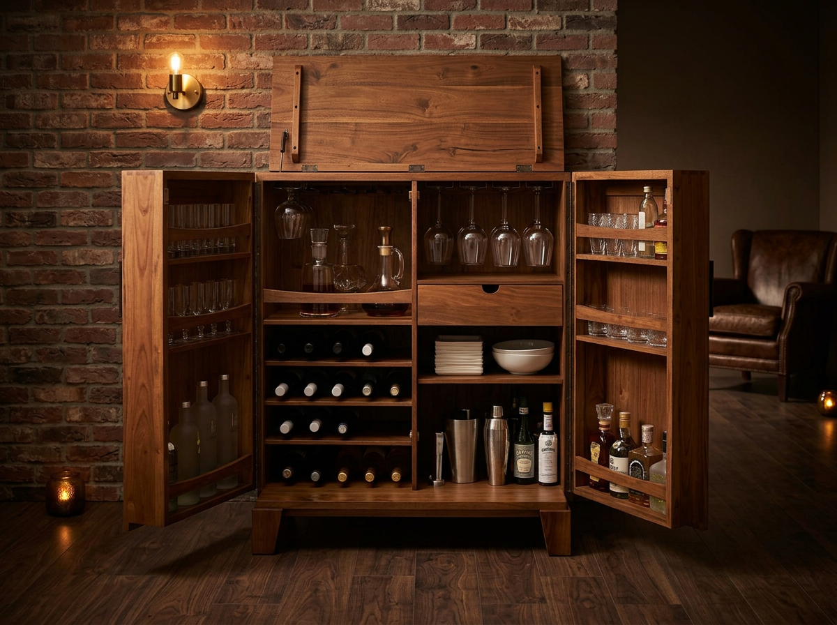 Vintage Ahşap Bar Dolabı